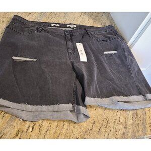 New! Vigoss Women Plus Suze 24W Marley Mid Rise Distressed Rolled Cuff Shorts